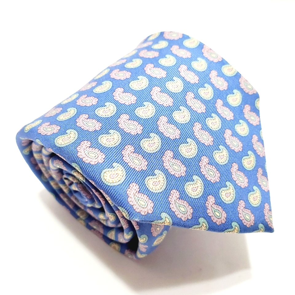 Brooks Brothers Necktie Blue Geometric Pattern Men's Silk Neck Tie 60x3.25"
